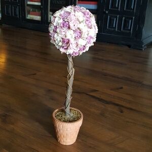 Dried Pink Tea‎ Cup Rose Topiary